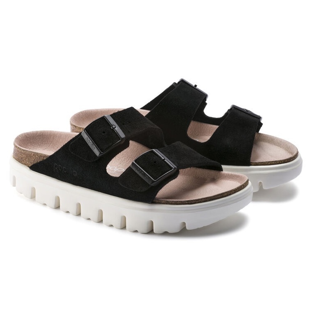 Women’s Birkenstock Papillio Arizona Chunky Suede Black Sandals!🔥🔥🔥